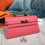 Hermes Kelly Wallet To Go Woc Pink With Gold Toned Hardware Bag For Women 8.2in/21cm - Image 2