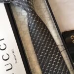 Gucci G Silk Jacquard Tie Dark Grey GG Men Tie