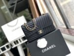Chanel Chevron Classic Handbag Gold Toned Hardware Black For Women, Women’s Bags, Shoulder And Crossbody Bags 10.2in/26cm - Image 2