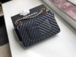 Chanel Chevron Classic Handbag Gold Toned Hardware Black For Women, Women’s Bags, Shoulder And Crossbody Bags 10.2in/26cm - Image 4