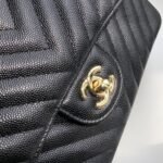 Chanel Chevron Classic Handbag Gold Toned Hardware Black For Women, Women’s Bags, Shoulder And Crossbody Bags 10.2in/26cm - Image 6