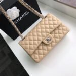 Chanel Classic Handbag Silver Hardware Beige A01112 - Image 3