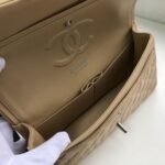Chanel Classic Handbag Silver Hardware Beige A01112 - Image 6
