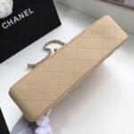 Chanel Classic Handbag Silver Hardware Beige A01112 - Image 9