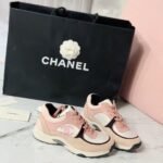 Chanel Nylon Trainer Sneakers Light Pink/White For Women, Women's Shoes