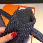 Hermes Tie 7 Faconnee New H Tie Marine Hermes Men Tie H036201T 02 - Image 5