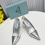Prada Brushed Slingback Pumps Silver For Women PRD