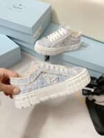 Prada Double Wheel Gabardine Sneakers Light Blue For Women 2in/50mm PRD - Image 9