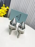 Prada Brushed Slingback Pumps Silver For Women PRD - Image 8