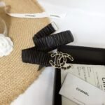 Chanel Belt With Double C Buckle Black Gold-Tone Metal and Strass Women Belt - Image 5