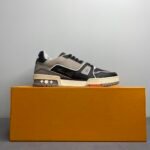 Louis Vuitton Trainer Sneaker Mix Of Materials Black For Men LV - Image 8