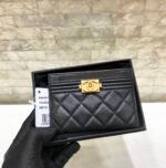 Chanel CO-CO Card Holder Wallet 11cm/4.3in Gold Hardware For Women Black - Image 2