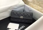 Chanel CO-CO Long Flap Wallet 19.5cm/7.7in Silver Hardware For Women Black - Image 2