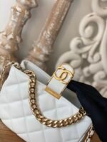 Chanel Small Hobo Bag Gold Hardware White - Image 2