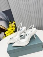 Prada Mesh Fabric Slingback Pumps White For Women PRD - Image 9