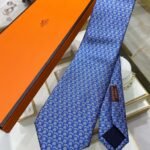 Hermes Tie 7 Horseshoes Tie Blue Hermes Men Tie