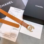 Chanel Brown Belt With Double C Buckle Gold-Toned and Strass Metal Women Belt - Image 3