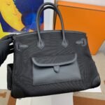 Hermes Birkin Cargo 35 Top Handle Bag 13.8in/ 35cm Black Silver Hardware For Women - Image 10