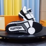 Louis Vuitton Trainer Sneaker Mix Of Materials Black/White For Men LV - Image 3