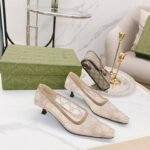 Gucci Women's Pump By Canvas Fabric Beige For Women GG