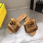 Fendi Signature Brown Mink Slides For Women 8R8136AKXPF0XT6 - Image 3