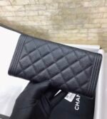 Chanel CO-CO Long Flap Wallet 19.5cm/7.7in Silver Hardware For Women Black - Image 3