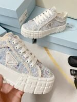 Prada Double Wheel Gabardine Sneakers Light Blue For Women 2in/50mm PRD - Image 5