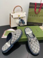 Gucci Men's GG Slipper With Horsebit Blue For Men GG Shoes ‎694249 96G60 4073 - Image 10