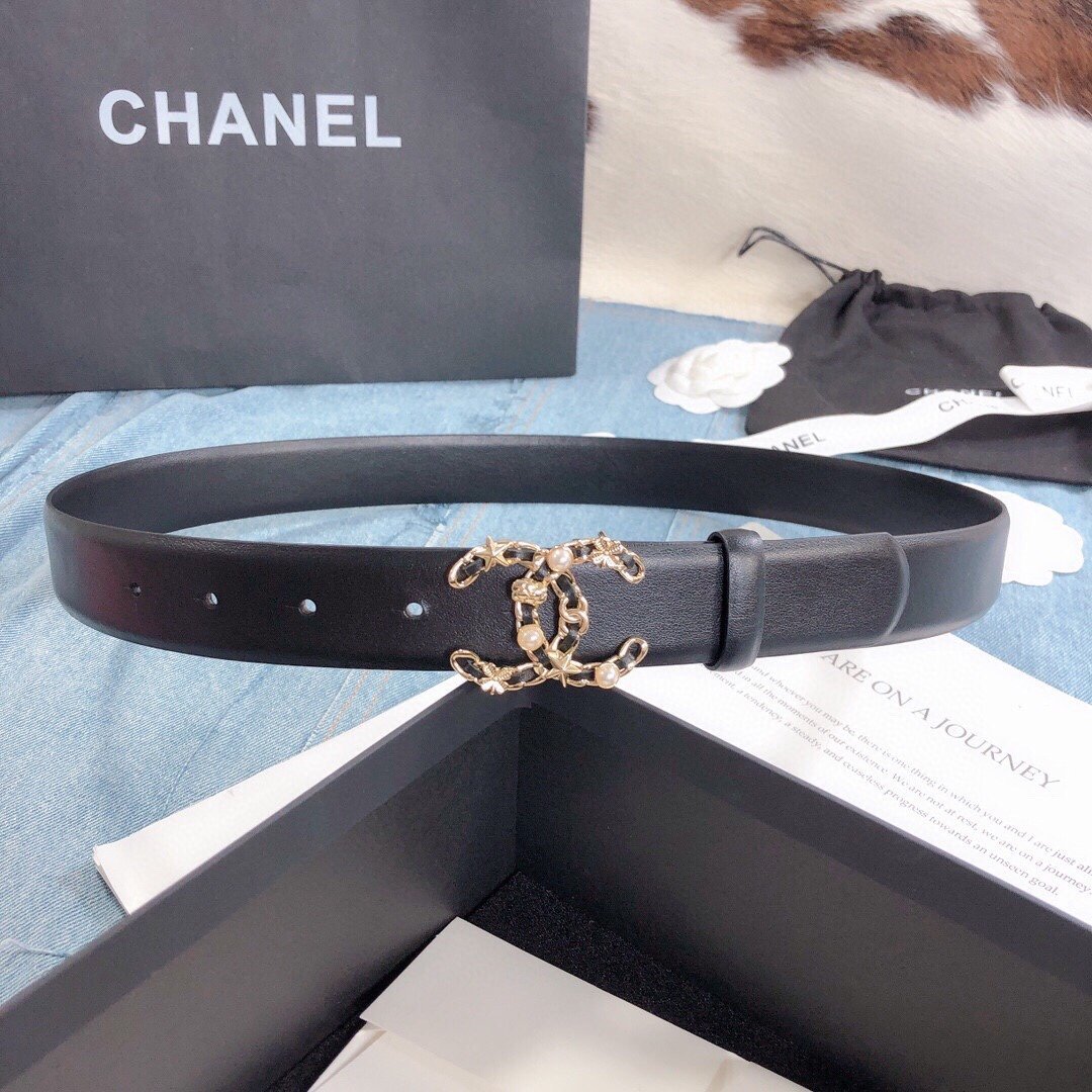 315ce60f.jpeg Chanel Belt With Double C Buckle Black Gold Toned Hardware Women Belt - Image 1