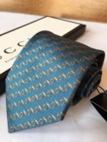 Gucci G Silk Jacquard Tie Blue GG Men Tie - Image 4