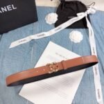Chanel Belt With Double C Buckle Light Orange Gold Toned Hardware Women Belt - Image 4