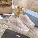 Prada Gabardine Canva Double Wheel Sneakers Pink For Women 2in/50mm PRD