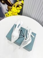 Prada Mesh Fabric Slingback Pumps White For Women PRD - Image 6