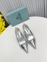 Prada Brushed Slingback Pumps Silver For Women PRD - Image 5