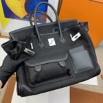 Hermes Birkin Cargo 35 Top Handle Bag 13.8in/ 35cm Black Silver Hardware For Women - Image 4