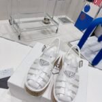 Prada Rubber Wedge Platform Sandals White For Women 2.9in/75mm PRD 1X853M_3LLP_F0009_F_B075