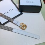 Gucci GG Belt With Double G Buckle Beige/White ‎625839 92TLC 9761 - Image 4