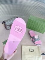 Gucci GG Blooms Supreme Floral Slide Sandal By Canvas Fabric Pink For Women GG - Image 4