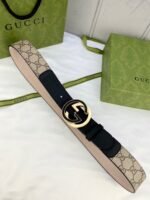 Gucci GG Supreme Belt With Interlocking G Buckle Beige/Ebony GG Supreme And Black , Gucci Belt - Image 3