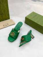 Gucci Double G Slide Sandal Chevron Matelasse Green For Women GG ‎674839 BKO00 3120 - Image 3