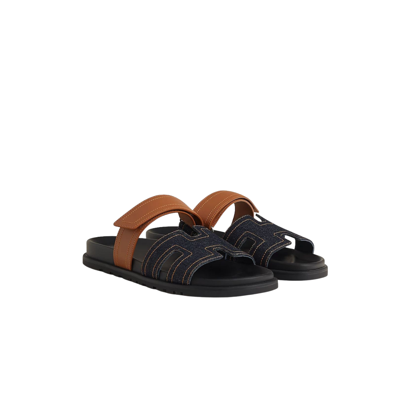 4-1-2.png Hermes Chypre Sandals Blue Brut/ Natural For Men H242886ZH48420 - Image 1