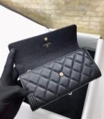 Chanel CO-CO Long Flap Wallet 19.5cm/7.7in Gold Hardware For Women Black - Image 4