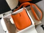 Hermes Evelyne 16 Amazone Bag Orange With Silver-Toned Hardware For Women, Women's Shoulder And Crossbody Bags 6.3in/16cm - Image 8