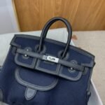 Hermes Birkin Cargo 25 Top Handle Bag 9.8in/ 25cm Dark Blue Silver Hardware For Women - Image 6
