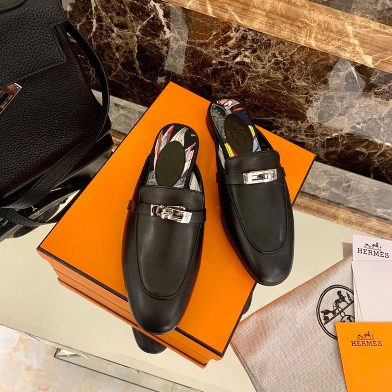 44551589838576_.pic__41337.1589924088.jpg Hermes Oz Mule Black For Women, Women's Shoes H201075Z 02390 - Image 1