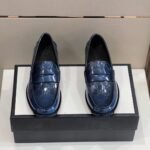 Gucci Men's GG Embossed Loafers Horsebit Blue For Men 699501