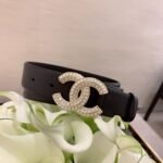 Chanel Twinkle Pearl Interlocking C Buckle Belt Black For Women - Image 5