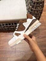 Louis Vuitton Trainer Sneaker Rubber Monogram White/Brown Virgil Abloh For Men LV - Image 9