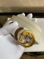 Gucci Belt With Interlocking G Buckle White GG, Women Belt ‎574807 - Image 6