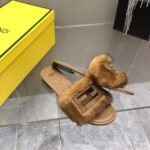 Fendi Signature Brown Mink Slides For Women 8R8136AKXPF0XT6 - Image 2